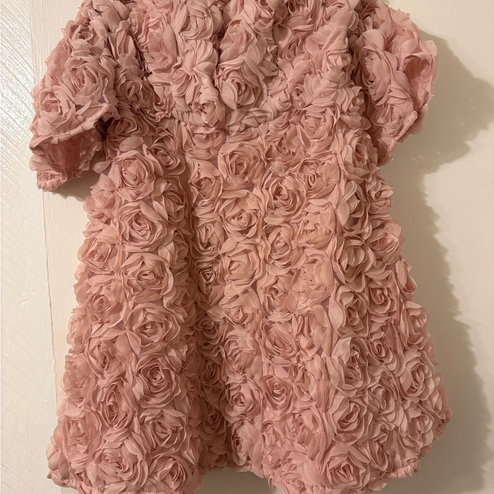 Pink Floral Textured Sweetheart Mini Dress - Picture 2 of 3